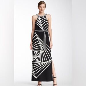 BCBGMaxAzria Black and White Striped Maxi Dress